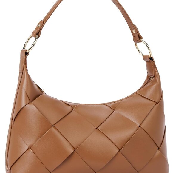 Woven Vegan Leather Hobo Bag Shoulder Handbag for Women Modern Style - Picture 1 of 6